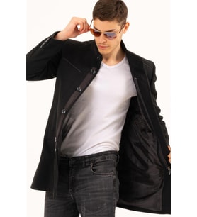 PLT8369 DEWBERRY PALTO-DÜZ SİYAH