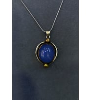 Mavi Kuvars Taşlı Otantik Gümüş Kolye