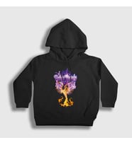 Presmono Unisex Çocuk Siyah Phoenix Rising Deep Purple Kapüşonlu Sweatshirt 60707tt