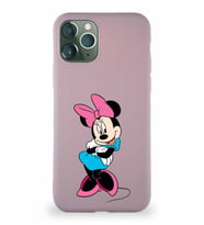 Apple iPhone 11 Pro Soft Premier Kapak Minnie Mouse-D Tasarımlı Silikon Kılıf - Pudra (Şeffaf)