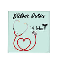 14 Mart Tıp Bayramı Hediyesi isimli Kişiye Özel Bardak Altlığı