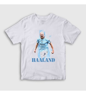 Presmono Unisex Çocuk Beyaz Erling Haaland Spor Futbol T-Shirt 430581tt