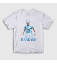 Presmono Unisex Çocuk Beyaz Erling Haaland Spor Futbol T-Shirt 430581tt