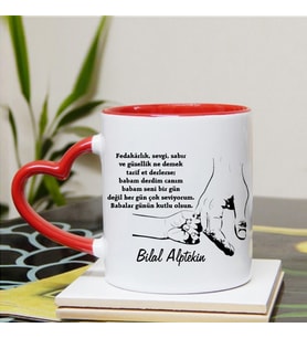 Fedakar Babam Babalar Günün Kutlu Olsun Kalpli Kupa Bardak (STD)