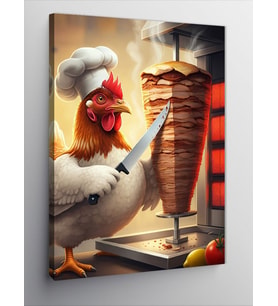 Kanvas Tablo Döner Kesimi Yapan Tavuk