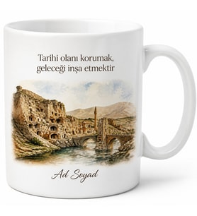 Hasankeyf Temalı Batman Kupası Baskılı Hediye Porselen Kupa Bardak