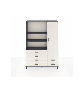 Arges Gardrop 7 Raflı 6 Çekmeceli Tek Kapaklı  132x30x195 Antrasit-Aytaşı