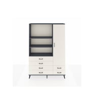 Arges Gardrop 7 Raflı 6 Çekmeceli Tek Kapaklı  132x30x195 Antrasit-Aytaşı