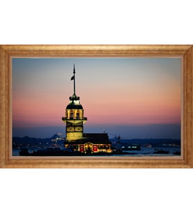 Çerçeveli Paspartulu Manzara Tablo bm1769 (Gold)