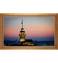 Çerçeveli Paspartulu Manzara Tablo bm1769 (Gold)