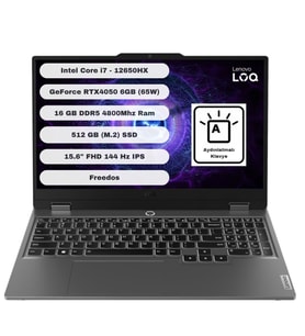 Lenovo LOQ Intel Core i7 12650HX 16GB 512GB SSD RTX4050 Freedos 15.6'' FHD Taşınabilir Bilgisayar 83LK002VTR