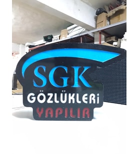 Sgk Gözlükleri Yapılır Yazılı Tabela 3D Led Neon Etkili Işıklı Tabela 30X45 CM Tek Taraflı