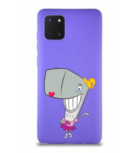 Samsung Galaxy Note 10 Lite Soft Premier Kapak Pearl Yengeç Tasarımlı Silikon Kılıf - Mor (Şeffaf)