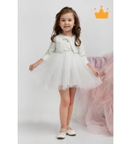 Minimony 6-24 Ay Mine Desen Ceketli Kız Bebek Çocuk Bayramlık Abiye Takım 1013 (Beyaz)