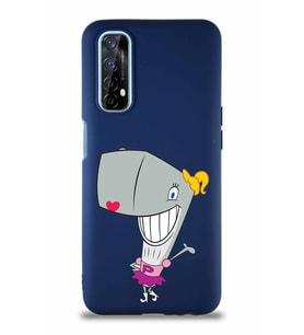 Realme 7 Soft Premier Kapak Pearl Yengeç Tasarımlı Silikon Kılıf - Lacivert (Şeffaf)