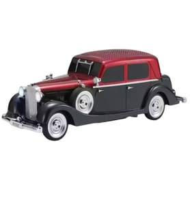 WSTER WS-1934 Pontiac Sedan Diecast Araba Bluetooth Hoparlör Işıklı, Tekerlekli, FM Radyo ve USB Destekli Müzik Kutusu (Siyah-Kırmızı)