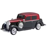 WSTER WS-1934 Pontiac Sedan Diecast Araba Bluetooth Hoparlör Işıklı, Tekerlekli, FM Radyo ve USB Destekli Müzik Kutusu (Siyah-Kırmızı)