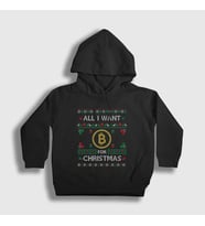 Presmono Unisex Çocuk Siyah Bitcoin For Christmas Yılbaşı Kapüşonlu Sweatshirt 268998tt