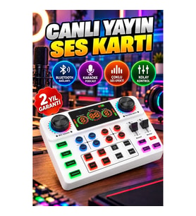 Bluetooth Destekli Canlı Yayın Ses Kartı – Karaoke, Podcast ve Efekt Kontrollü