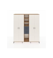 Hyperion Dolap 15 Raflı 2 Çekmeceli 4 Kapaklı 220x44x243 Çam-Aytaşı/Antrasit