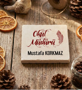 Kişiye Özel Okul Müdürü Bardak Altlığı Öğretmenler Günü Hediyesi (Krem)