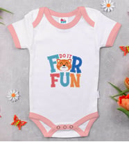 BK Kids For Fun Tasarımlı Pembe Bebek Body Zıbın-1