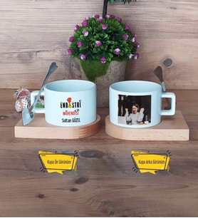 Endüstri Mühendisi Kupa Bardak Ahşap Altlıklı Kısa Fotoğraflı Mühendisler Günü Hediyesi