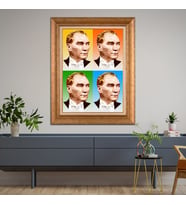 Altın Varaklı Paspartulu Çerçeveli Tablo rv434