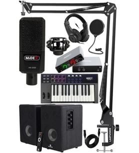 Midex İmpressive Paket-3 Stüdyo Ekipmanları Seti (Monitör Mikrofon Ses Kartı Kulaklık Midi Klavye)