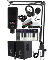 Midex İmpressive Paket-3 Stüdyo Ekipmanları Seti (Monitör Mikrofon Ses Kartı Kulaklık Midi Klavye)