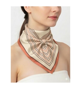 Tarzını Seç Turuncu V Çizgi Fular / Bandana / Aksesuar 48x48 cm
