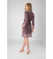 Dantelli Bambo Cotton Niki Kadife Bayan Sabahlık (Gül Kurusu)