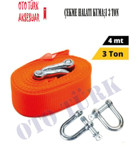 Kumaş Çeki Çekme Halatı 3 Ton / 3 Metre (Siyah)