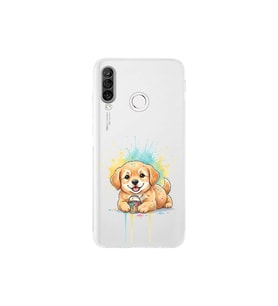 Huawei P30 Lite ile Uyumlu Splash Köpek Tasarımlı Şeffaf Silikon Kılıf