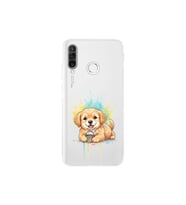 Huawei P30 Lite ile Uyumlu Splash Köpek Tasarımlı Şeffaf Silikon Kılıf
