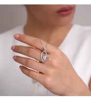 925 Ayar Radyum Kaplama Zirkon Taşlı Kalp Gümüş Kolye