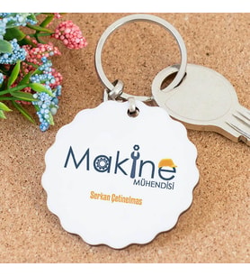 Kişiye Özel Makine Mühendisi Papatya Anahtarlık