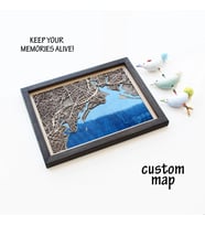 İstediğiniz Yerin 52x84cm Ahşap&Epoxy Şehir Haritası (Mavi Taransparan Epoxy-Siyah Çerçeve)