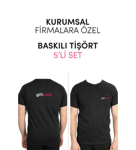 Kurumsal Firmalara Özel Baskılı Tişört - Özelleştirilebilir 5'li Tişört Seti - Bisiklet Yaka (Siyah)