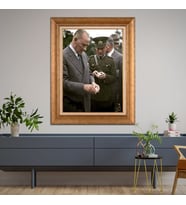Altın Paspartulu Atatürk  Çerçeveli Tablo C837 (Gold)
