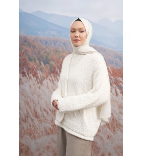 70 X 190 COTTON MONOGRAM DESEN ŞAL - AR 3098 03047 (D.Krem)