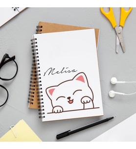 Sevimli Kedi Baskılı Defter Kişiye Özel