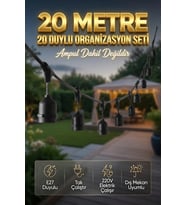 20 Metre 20 Duy Organizasyon Seti E27 Dış Mekan Uyumlu 220V Bahçe Teras Festoon Ampulsüz