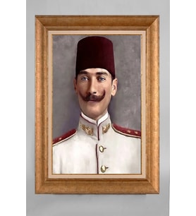 Çerçeveli Paspartulu Atatürk Tablo a240 (Gold)