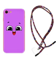 Apple iPhone 5 6 7 8 Plus Se XR Kılıf Boyun Asklı Rasta Silikon Purple Sweety 1717