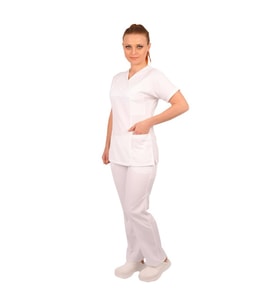 Emel Tekstil Doktor Hemşire Gold Alpaka Beyaz Yarasa Kol Takım Forma