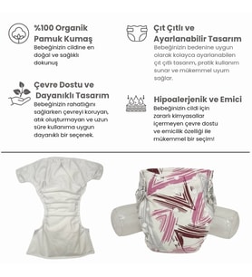 BEZHANE Baby YBB Yıkanabilir Bebek Bezi Cepli Çizgili Desen Çıt Çıtlı(8kg-18kg) (Çok Renkli)