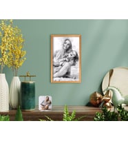 BK Home Karakalem Anne Kız Fotoğraflı El Yapımı Ahşap Çerçeveli Tablo-3