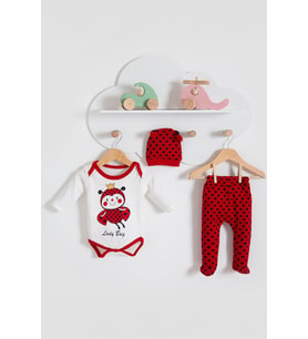 Lady Bug Badili Şapkalı Bebek Takım