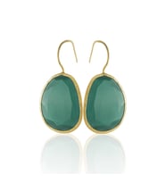 Kadir Jewellery 22 Ayar Altın Kaplama Fosil Taşlı Küpe -El İşçiliği Ve Hipoalerjenik Küpe (K.Yeşil)